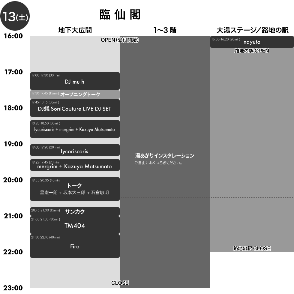 13(sat) Timetable