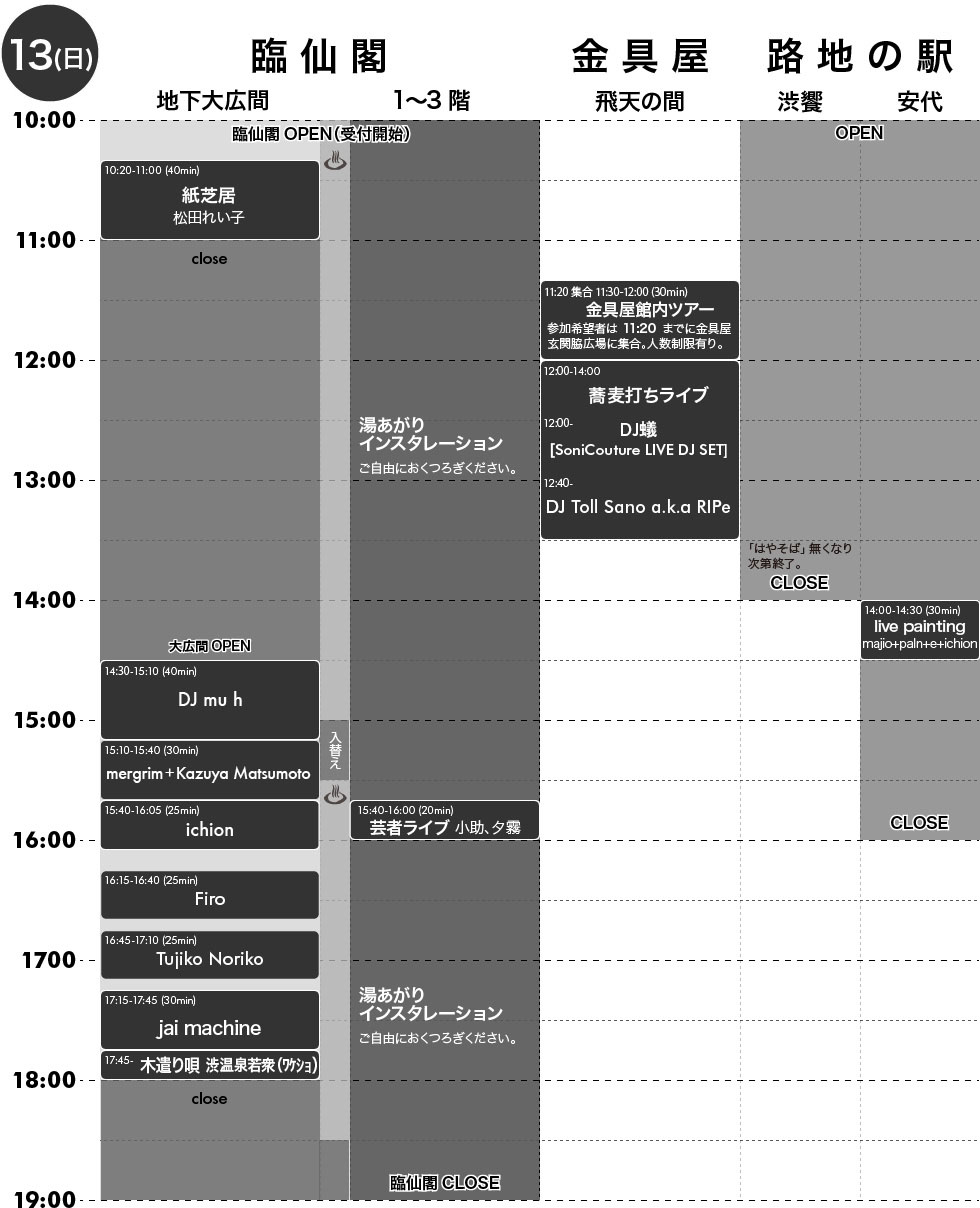 13(sun) Timetable